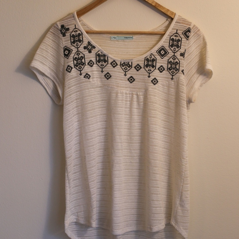 White blouse w/ black embroidery